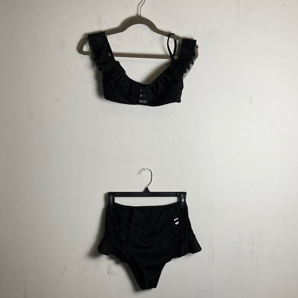 ASOS Black Ruffled Two-Piece Bikini Set